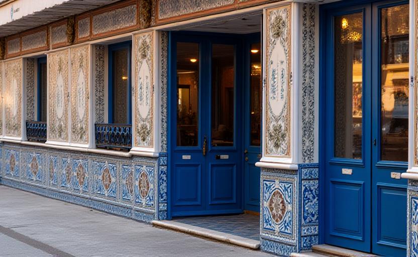 Fachada de azulejería típica madrileña en restaurante